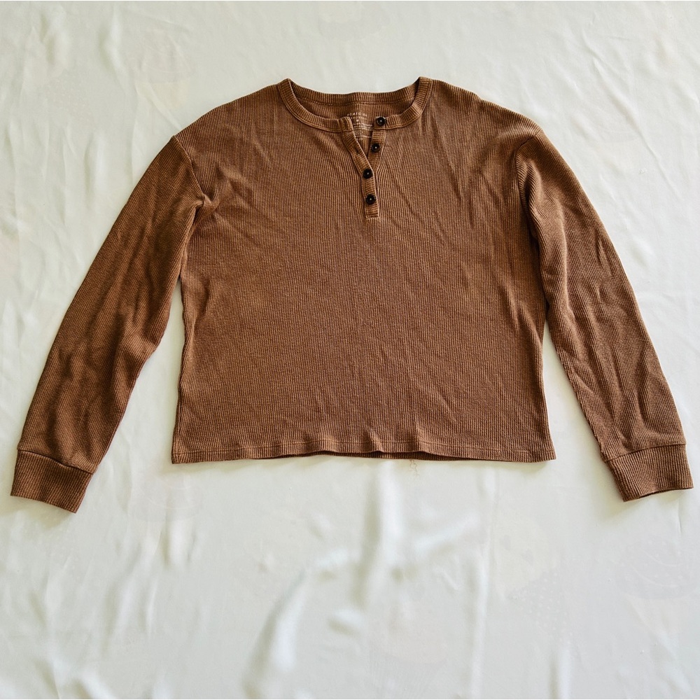 NWOT Homegirl Society Medium Brown Waffle Knit Sweater Autumn Fall Winter